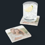 Modern Couple Collage Photo & Minimal Family Gift Stone Coaster<br><div class="desc">Modern Couple Collage Photo & Minimal Family Gift</div>