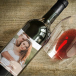 Modern Couple Collage Photo & Minimal Family Gift Wine Label<br><div class="desc">Modern Couple Collage Photo & Minimal Family Gift</div>