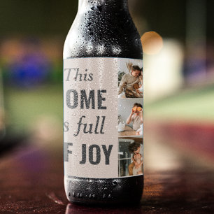 Modern Couple Family Photo & Family Quote Beer Bottle Label