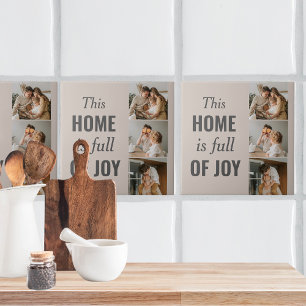 Modern Couple Family Photo & Family Quote Ceramic Tile