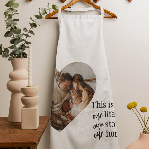 Modern Couple Family Photo & Family Quote Gift Apron