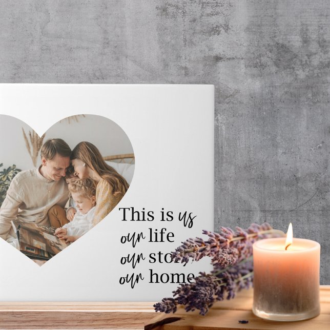 Modern Couple Family Photo & Family Quote Gift Ceramic Tile (Creator Uploaded)
