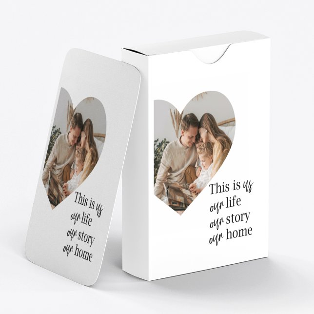 Modern Couple Family Photo & Family Quote Gift Playing Cards (Creator Uploaded)