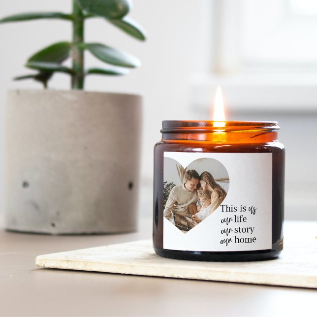 Modern Couple Family Photo & Family Quote Gift Square Sticker (Creator Uploaded)