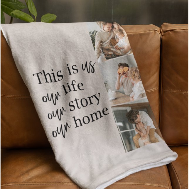 Modern Couple Family Photo & Family Quote Lovely Fleece Blanket (Creator Uploaded)