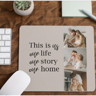 Modern Couple Family Photo & Family Quote Lovely Mouse Pad