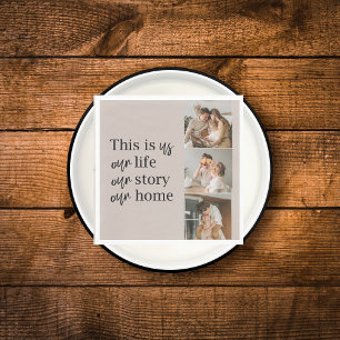 Modern Couple Family Photo & Family Quote Lovely Napkin
