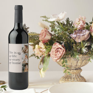 Modern Couple Family Photo & Family Quote Lovely Wine Label
