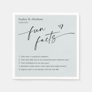 Modern Couple Fun Facts Wedding Napkin
