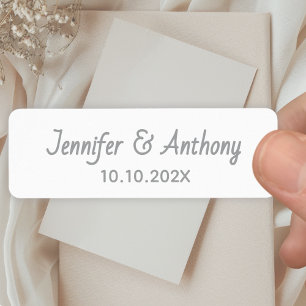 Modern Couple Names & Date Wedding - Silver Return Address Label