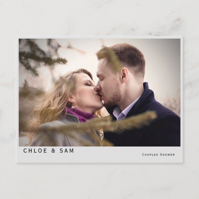 Modern Couple Photo Bridal Shower  Invitation Postcard (Front)