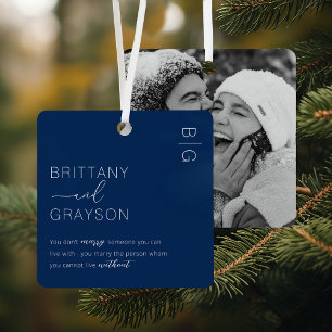 Modern Couple Photo Christmas Metal Tree Decoration