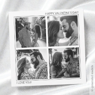 Modern Couple Photo Collage Happy Valentine's Day Holiday Card