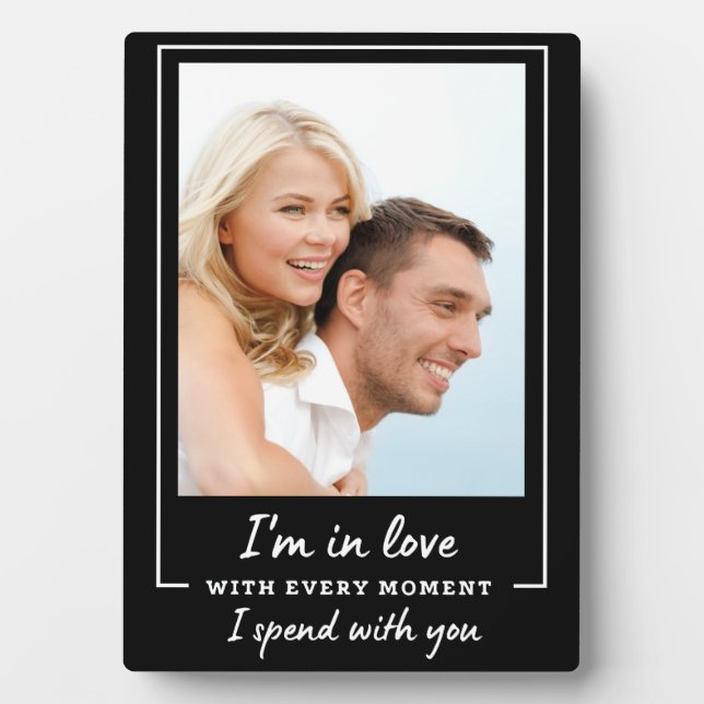 Modern Couple Photo Love Quote Black And White Plaque (Front)