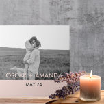 Modern Couple Photo Pink & Grey Perosnalized Name Ceramic Tile<br><div class="desc">Modern Couple Photo Pink & Grey Perosnalized Name</div>