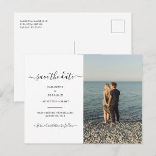 Modern Couple Photo Save the Date Announcement Postcard