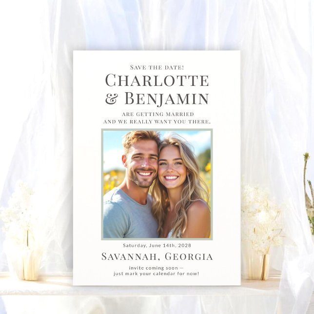 Modern Couple Photo Save The Date Card (Creator Uploaded)