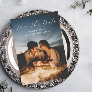 Modern Couple Photo Wedding Simple Elegant  Save The Date