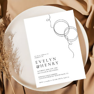 Modern Couple Rings Romantic Engagement Party Invitation