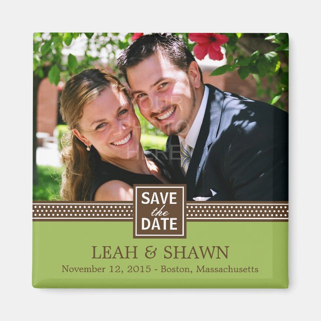 Modern Couple Save The Date Magnet (Lime) (Front)