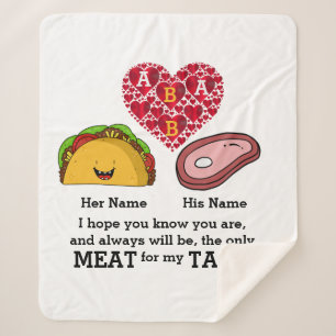 Modern Couple taco and meat lovers custom monogram Sherpa Blanket