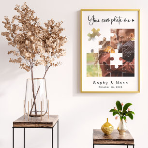 Modern Couple Wedding Photo   Photo Puzzle Poster