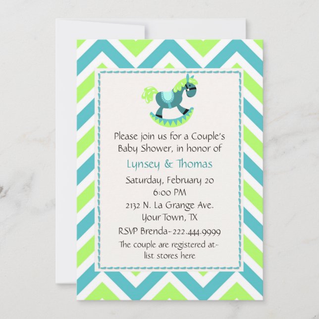 Modern Couple's Baby Boy Shower Invitation (Front)