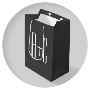 Modern Couples Initials Grey & White Medium Gift Bag