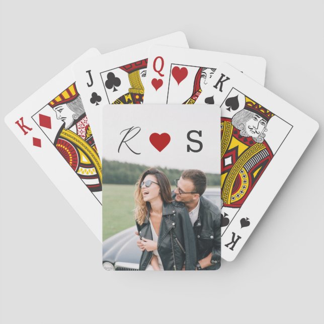 Modern Couples Initials Photo Playing Cards (Back)