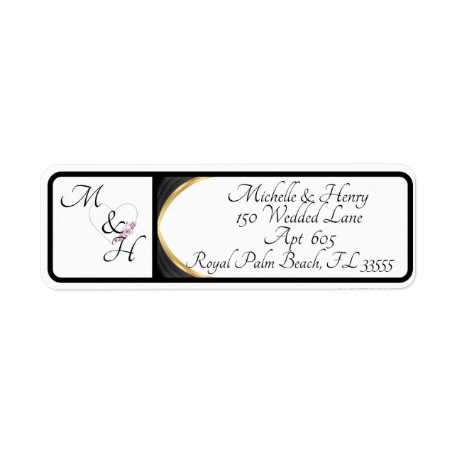 Modern Couples Monogram Return Address Label (Front)