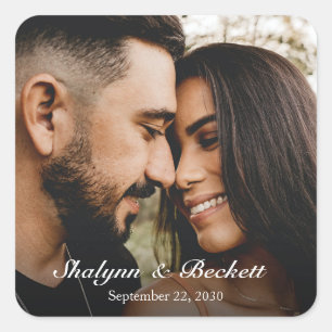 Modern Couples Shower Photo Square Sticker