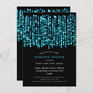 Modern Couple's Wedding Shower Turquoise Lights Invitation