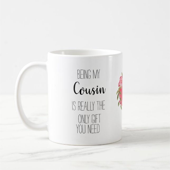 Modern Cousin 'only gift 'funny floral heart Coffee Mug (Left)