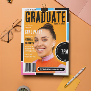 Modern Cover Photo Magazine Graduation Party Invitation