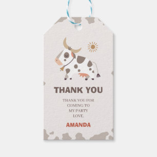 Modern Cow Birthday Thank You Tag