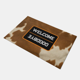 Modern Cow Faux Leather Elegant Collection Doormat