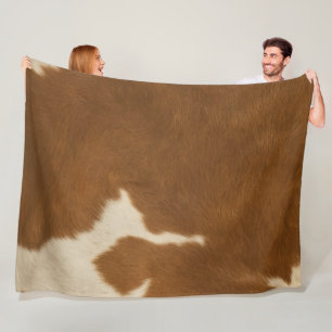 Modern Cow Faux Leather Elegant Collection Fleece Blanket