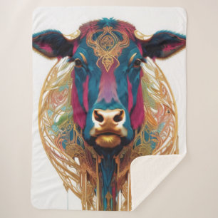 Modern Cow Sherpa Blanket