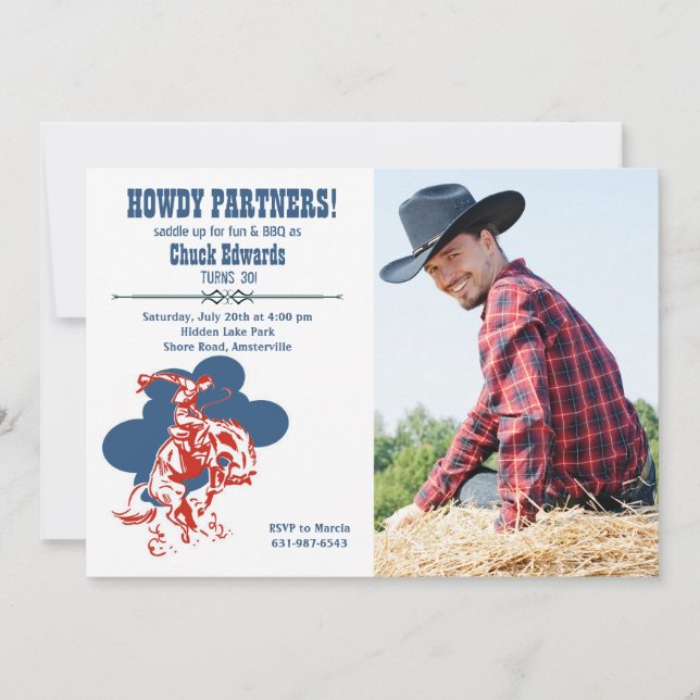 Modern Cowboy Photo Invitation (Front)