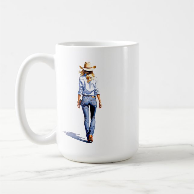Modern Cowgirl Walk Coffee Mug (Left)