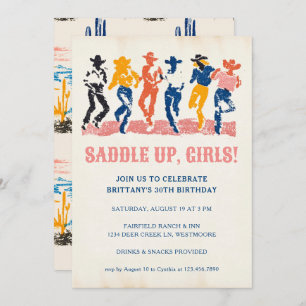 Modern Cowgirls Dancing Adult 30th Birthday Party Invitation