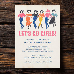 Modern Cowgirls Line Dance Adult Birthday Party Invitation