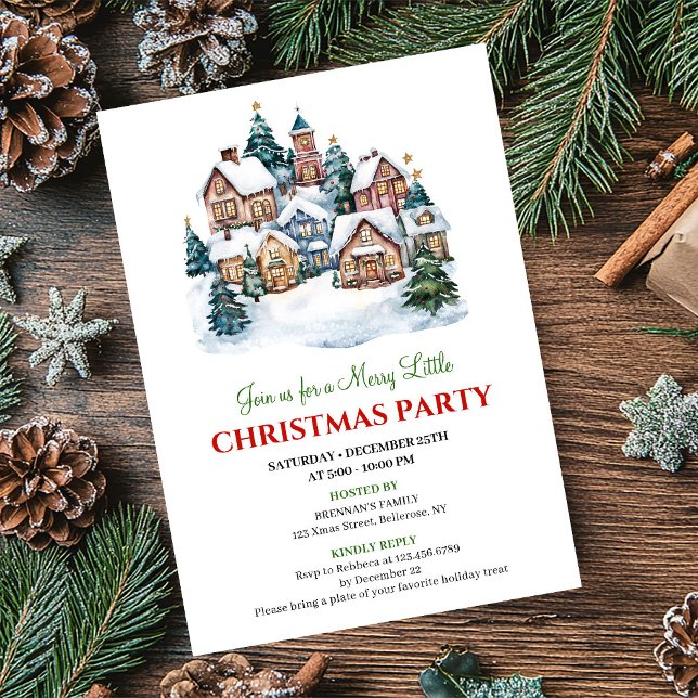 Modern cozy Christmas scene festive dinner invite (Modern cozy Christmas scene festive dinner invitation)