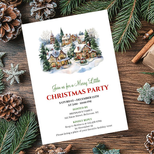 Modern cozy Christmas scene holiday celebration  Invitation (Modern cozy Christmas scene holiday celebration invite)