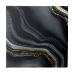 Modern Cracked Gold black marble Stylist Ceramic Tile
