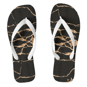 Modern Cracked Gold Black Stylist Professional Thongs