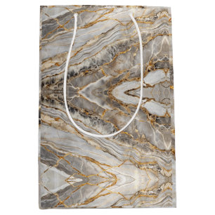 Modern Cracked Gold marble Medium Gift Bag