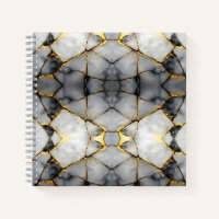 Modern Cracked Gold White & black marble