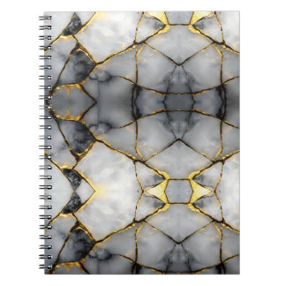 Modern Cracked Gold White & black marble Notebook