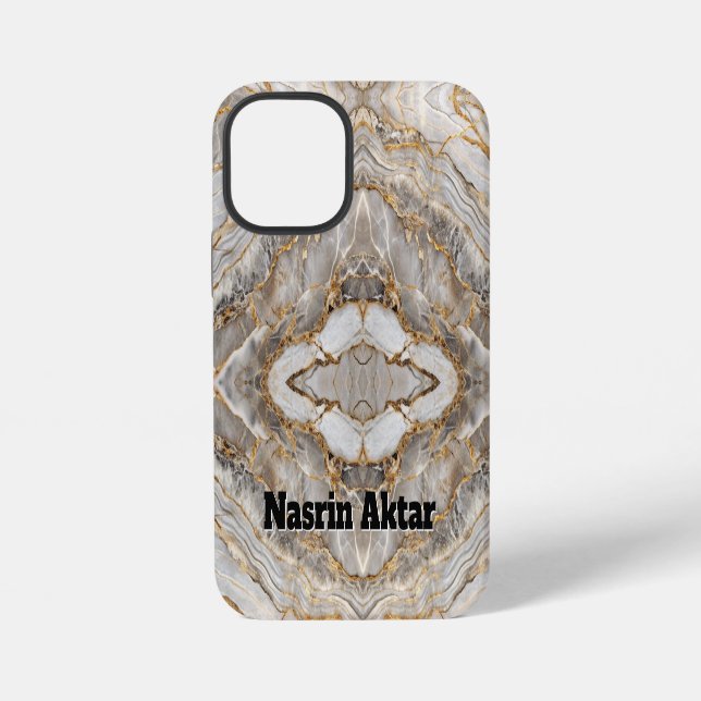Modern Cracked Gold White marble iPhone Case (Back)
